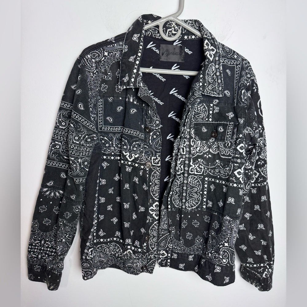 Valabasas Men's Patchwork Paisley Bandana Jacket Black Size M 100% Cotton